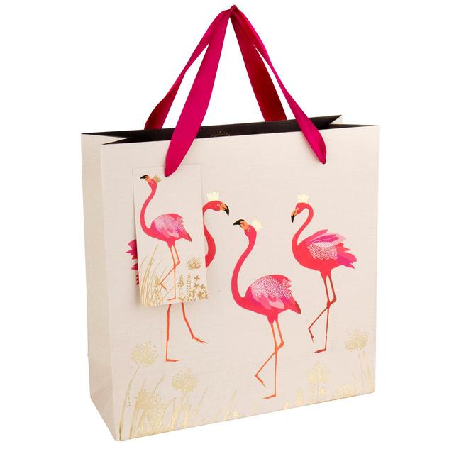Pink Flamingo Print Medium Gift Bag By Sara Miller London